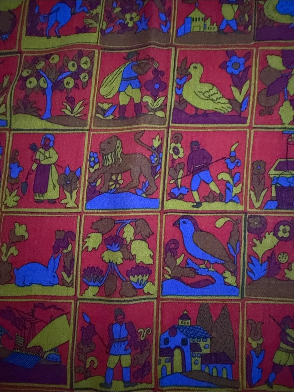 VTG  Lanvin Paris Authentic Cashmere Silk Tapestry Storyboard Scarf. Rare find